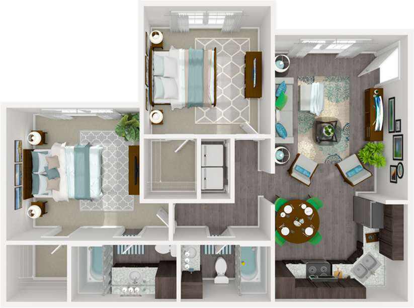 2 bedroom / 2 bath floor plan at The Platform